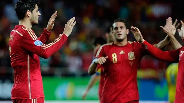 Morata celebra un gol de España