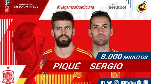Busquets y Piqué rebasan los ocho mil minutos con la selección española