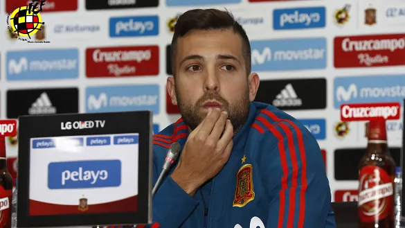 Jordi Alba en La Rosaleda durante rueda de prensa