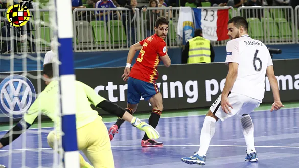 Momento del partido entre España y Francia jugado en Liubliana