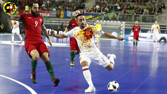 Momento del encuentro entre Portugal y España jugado en Liubliana