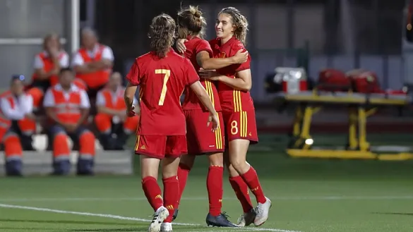 Las jugadoras españolas celebran un gol