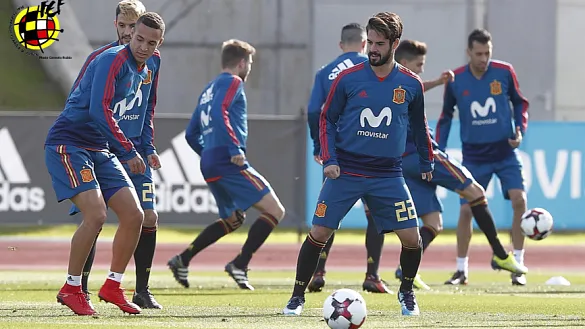 Isco y Rodrigo durante el entrenamiento
