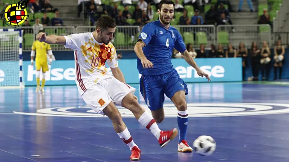 Momento del partido entre España y Azerbaiyán jugado en Liubliana