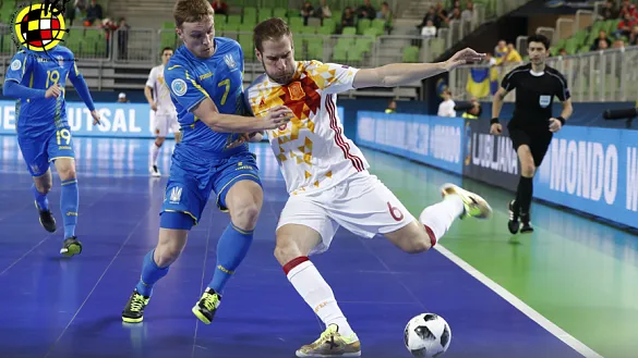 Momento del partido entre España y Ucrania jugado en Liubliana