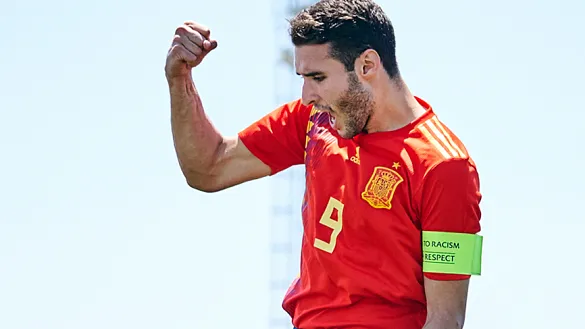 Abel Ruiz celebra un gol con la Selección española Sub-18