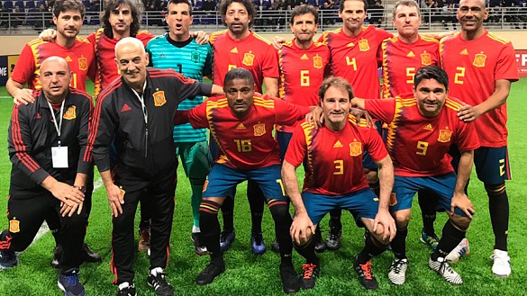 La Selección española de Leyendas posa antes de uno de sus partidos en la Winter Cup de Georgia