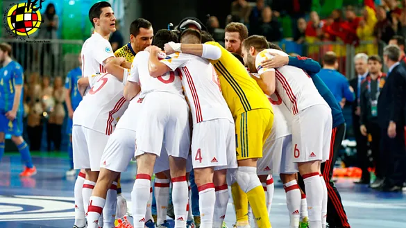 Los jugadores de la selección española de futbol sala durante la Eurocopa de Eslovenia