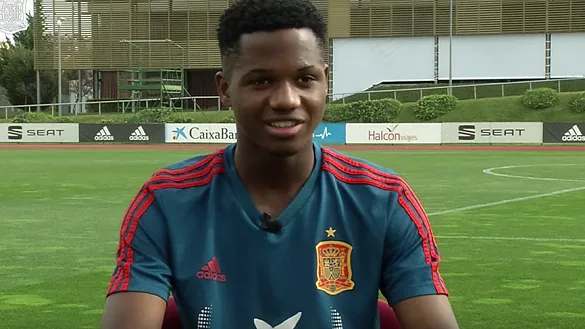 Ansu Fati, durante la entrevista con SEFUTBOL