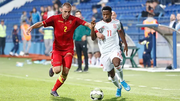 Momento del partido entre Montenegro y España jugado en Podgorica