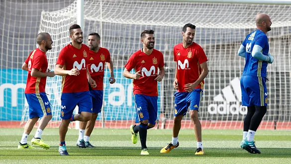 Villa entrena con la selección española