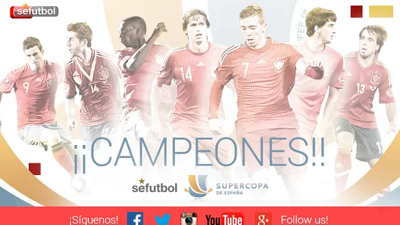 Los internacionales españoles del Athletic Club celebran la Supercopa 