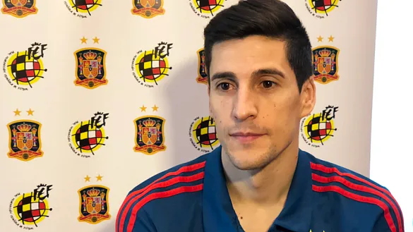 El capitá de la selección española de fútbol sala, Carlos Ortiz, durante la entrevista con SEFUTBOL en Liubliana