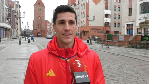 El jugador de la Selección Española de Fútbol Sala Carlos Ortiz, durante la entrevista concedida a SEFUTBOL en Elblag, Polonia