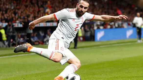Dani Carvajal durante un encuentro de la selección española