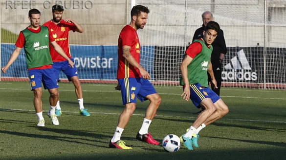 Cesc Fàbregas, durante un entrenamiento con la Selección 