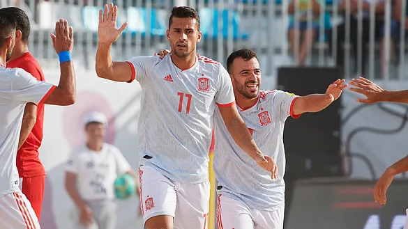 Momento del partido entre España y Azerbaiyán de la Liga Europea de Fútbol Playa