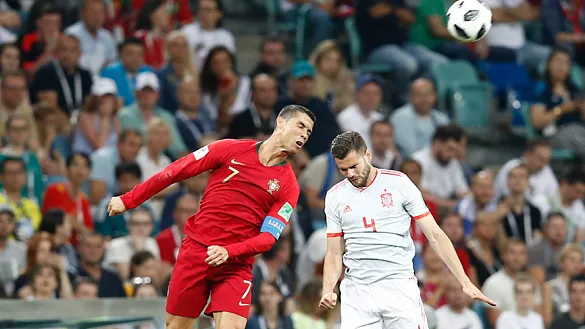 Momento del partido entre Portugal y España