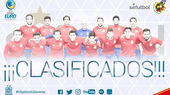 La Selección Española de Fútbol Sala clasificada para la Eurocopa de Eslovenia 2018