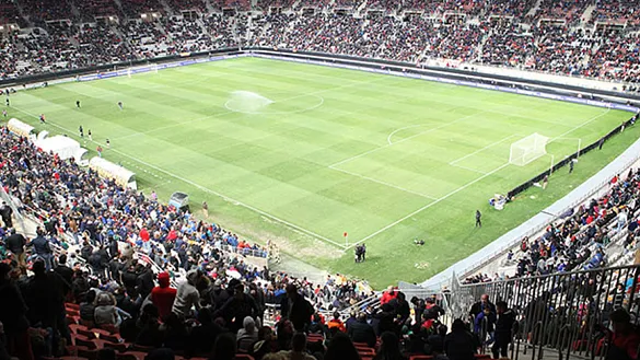 Vista panorámica del estadio de la Nueva Condomina durante un encuentro de la Selección española