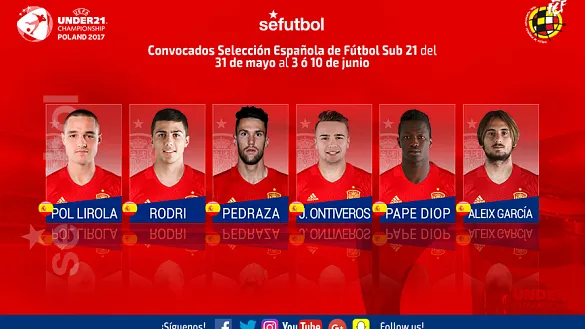 Pol Lirola, Rodri Hernández, Pedraza, Ontiveros, Pape Diop y Aleix García Serrano, convocados con la Selección Sub-21