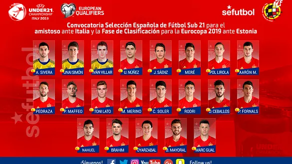 Convocatoria de la Selección Sub-21 para los encuentros frente a Italia y Estonia