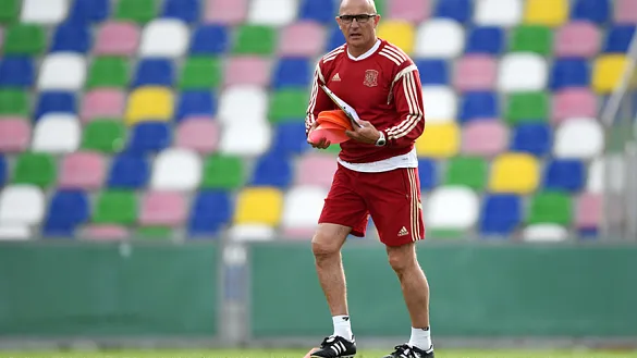 Luis de la Fuente, durante un entreno