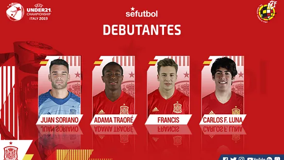 Juan Soriano, Adama Traoré, Francis Guerrero y Carlos Fernández Luna debutan en una lista de convocados de la selección española Sub-21