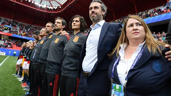 El seleccionador nacional, Jorge Vilda, en los instantes previos al partido frente a Alemania
