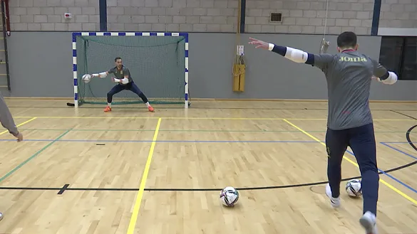Los porteros de la Selección, durante un entrenamiento.