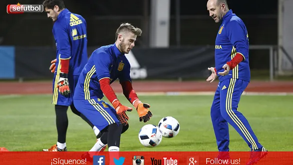 David de Gea durante un entrenamiento con la Selección