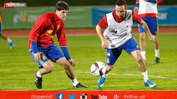 Mikel San José, en el entrenamiento de la SeFutbol