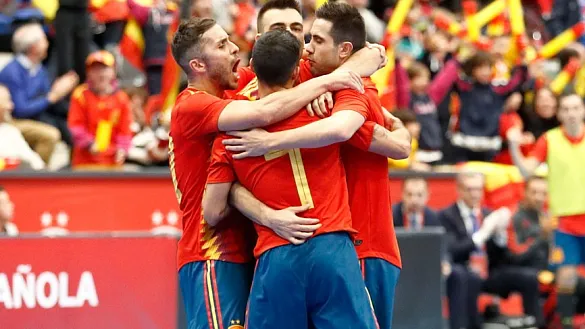 La Selección española de fútbol sala celebra un tanto