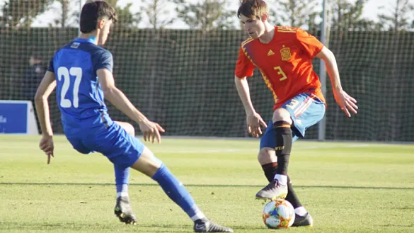 Momento del partido entre España y Azerbaiyán jugado en San Pedro del Pinatar