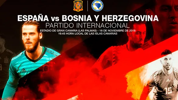 Cartel del partido entre España y Bosnia del 18 de noviembre