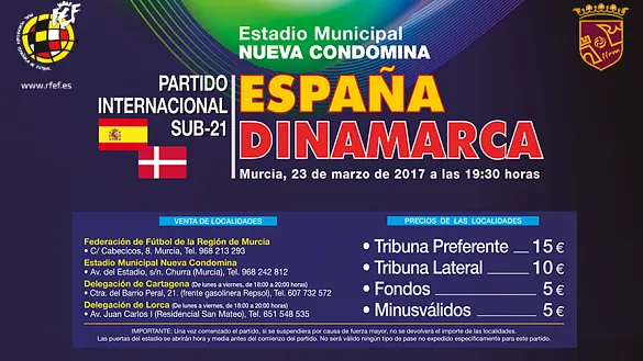 Disfruta desde tan solo 5 euros de las estrellas de la Sub-21 en Murcia