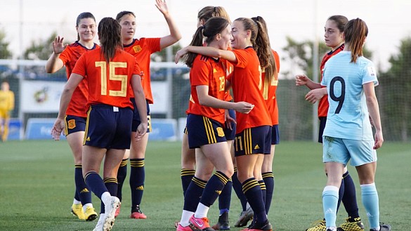 Las jugadoras españolas celebran un gol