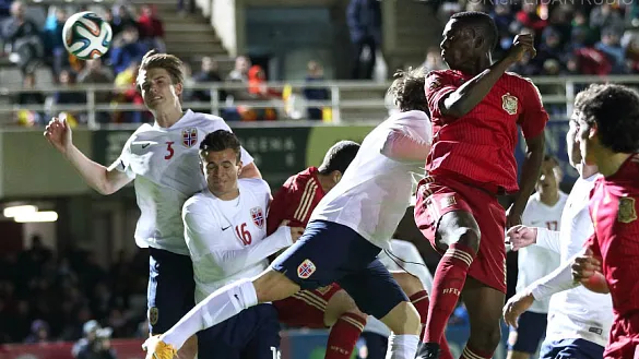Momento del último partido entre las selecciones Sub-21 de España y Noruega