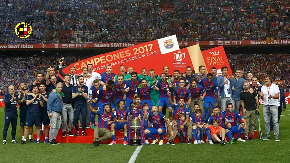 El FC Barcelona celebra en el Calderón la Copa del Rey