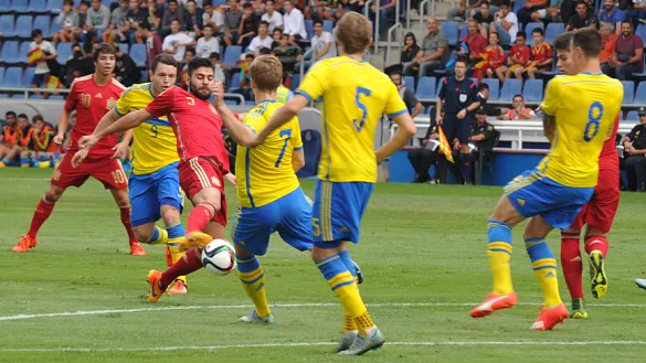 Momento del partido entre España y Suecia disputado en Tenerife