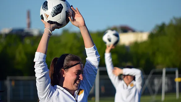 Eva Navarro en el entrenamiento de España