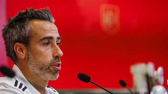 Jorge Vilda en la rueda de prensa antes del encuentro ante Hungría