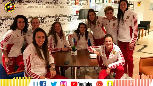 Las jugadoras de la selección española femenina, a su llegada a la concentración