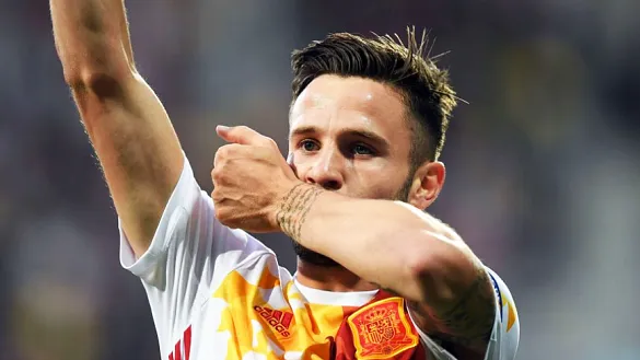 Saúl Ñíguez celebra su tanto a Portugal en Gdynia