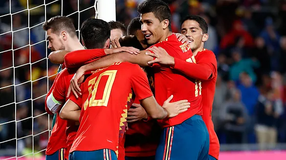 Alegría de los jugadores jóvenes de la Selección española