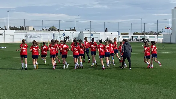 La selección española en su entrenamiento