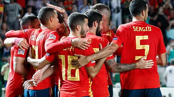 La Selección española celebra un gol en la UEFA Nations League