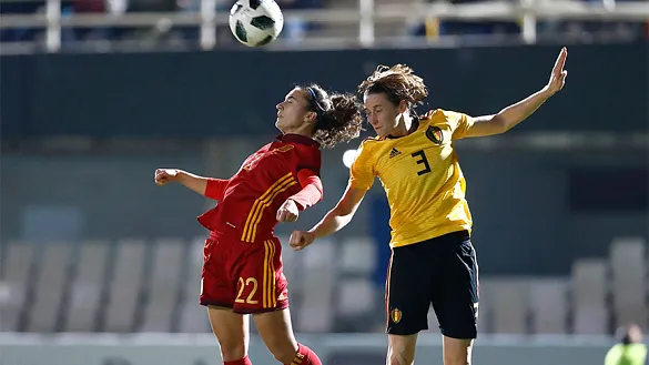 Momento del partido entre España y Bélgica disputado en Cartagena