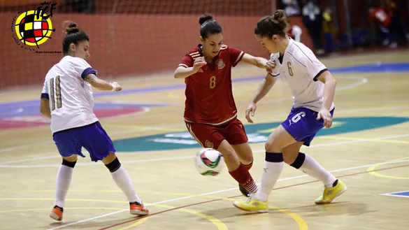 Momento del partido entre España e Italia disputado en Alcázar de San Juan