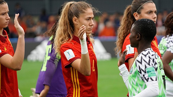 Momentos previos al partido entre España y Nigeria disputado en Concarneau